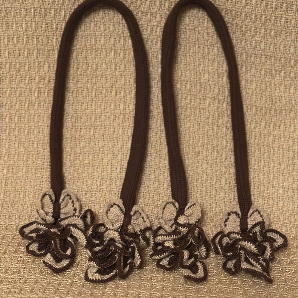 Elegant Brown and Cream Crochet Bag Handle Cover for LV Neverful